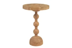 Casa Padrino Luxus Massivholz Beistelltisch Naturfarben Ø 50 x H. 76 cm - Hoher runder Beistelltisch aus handgedrechseltem Dimb-Holz mit gestapelten Kugelformen - Luxus Möbel