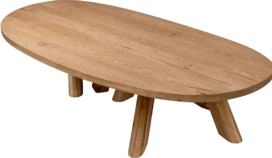Casa Padrino Luxus Massivholz Couchtisch Braun 170 x 85 x H. 35 cm - Ovaler Eichenholz Wohnzimmertisch - Wohnzimmer Möbel - Luxus Möbel - Luxus Qualität
