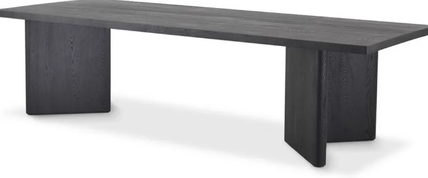 Casa Padrino Luxus Massivholz Esstisch Schwarz 280 x 110,5 x H. 76 cm - Rechteckiger Eichenholz Küchentisch - Luxus Massivholz Esszimmer Möbel