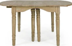 Casa Padrino Luxus Massivholz Esstisch Naturfarben 152-382 x 120 x H. 78 cm - Ausziehbarer Massivholz Küchentisch - Esszimmer Möbel - Küchen Möbel - Massivholz Möbel - Luxus Möbel