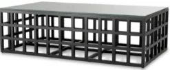 Casa Padrino Luxus Massivholz Couchtisch mit Glasplatte Schwarz 139,5 cm