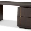 Casa Padrino Luxus Massivholz Schreibtisch Mokka / Messing 180 x 80 x H. 76 cm - Bürotisch - Computertisch - Büro Möbel - Luxus Möbel - Luxus Einrichtung - Büro Einrichtung - Luxus Qualität