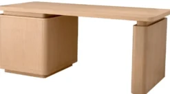 Casa Padrino Luxus Massivholz Schreibtisch Naturfarben / Bronze 180 x 80 x H. 76 cm - Bürotisch - Computertisch - Büro Möbel - Luxus Möbel - Luxus Einrichtung - Büro Einrichtung - Luxus Qualität