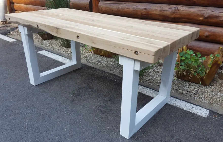 Casa Padrino Luxus Massivholz Esstisch - Eiche/Weiss - 200 cm x 90 cm x H80 cm - Schwere Ausführung
