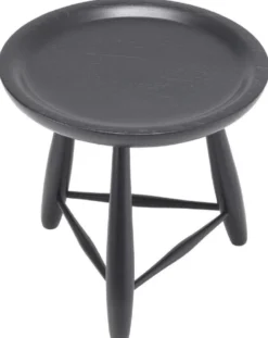 Casa Padrino Luxus Massivholz Beistelltisch Schwarz Ø 38 x H. 44 cm - Runder Mindiholz Tisch - Luxus Wohnzimmer Möbel