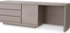 Casa Padrino Luxus Massivholz Schreibtisch Grau 220 x 55 x H. 75,5 cm - Bürotisch - Computertisch - Büro Möbel - Luxus Möbel - Luxus Einrichtung - Luxus Qualität