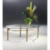 Casa Padrino Luxus Messing Couchtisch mit Glasplatte Antik Bronze 130 cm - Made in Italy
