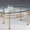 Casa Padrino Luxus Messing Couchtisch 130 x 80 x H. 50 cm - Ovaler Messing Wohnzimmertisch mit Glasplatte - Wohnzimmer Möbel - Luxus Qualität - Made in Italy