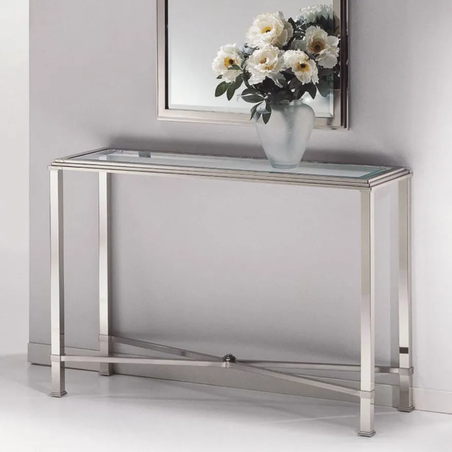 Casa Padrino Luxus Messing Konsole Silber 105 x 35 x H. 81 cm - Made in Italy