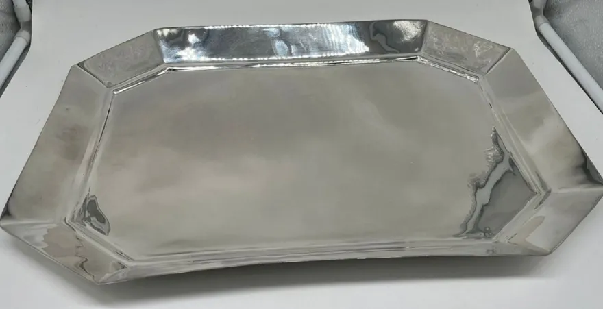 Casa Padrino Luxus Messing Serviertablett Silber 46 cm - Gastronomie Accessoires