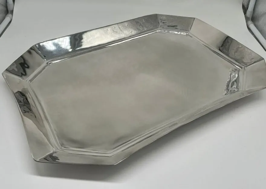 Casa Padrino Luxus Messing Serviertablett Silber 46 cm - Gastronomie Accessoires