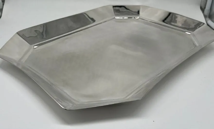 Casa Padrino Luxus Messing Serviertablett Silber 46 cm - Gastronomie Accessoires