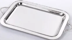 Casa Padrino Luxus Messing Serviertablett Silber 64 x 38 x H. 3 cm - Gastronomie Accessoires