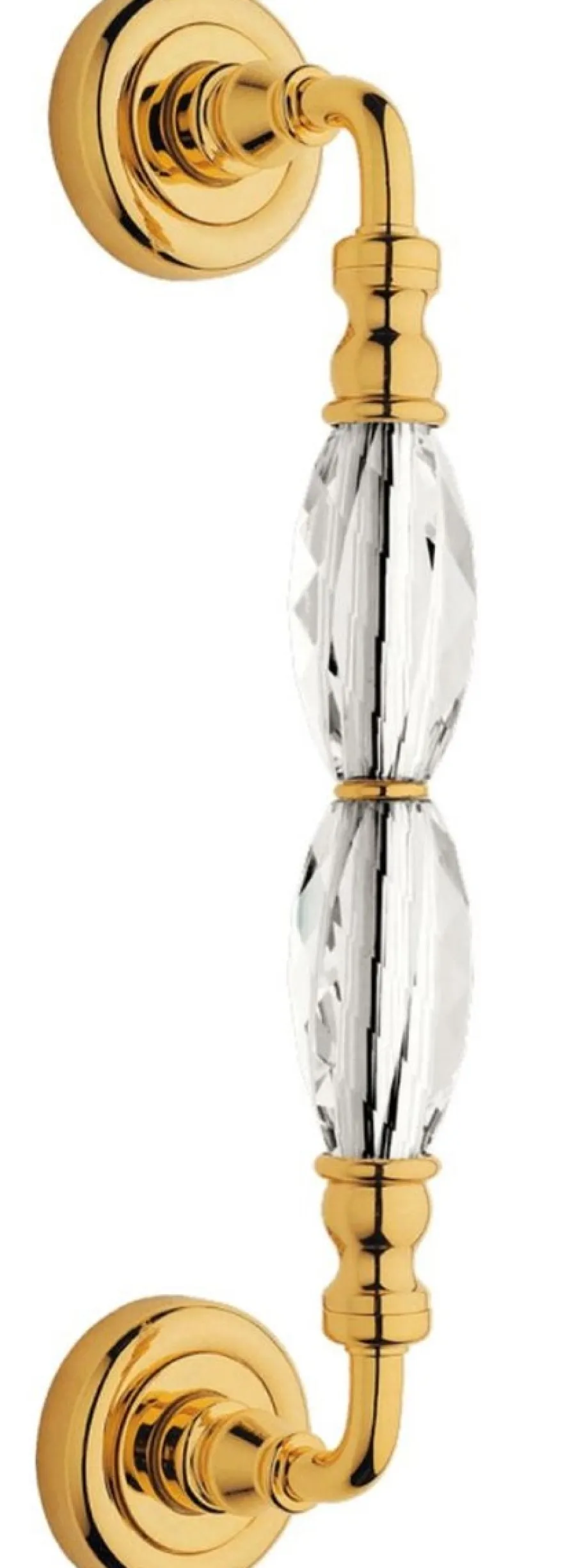 Casa Padrino Luxus Messing Türgriff Set mit Swarovski Kristallglas Gold 5 x 25 cm - Luxus Kollektion