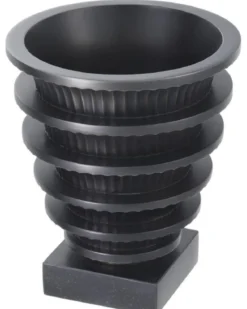 Casa Padrino Luxus Messing Vase mit Granitsockel Bronze / Schwarz Ø 19 x H. 22,3 cm - Wohnzimmer Deko