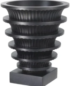Casa Padrino Luxus Messing Vase mit Granitsockel Bronze / Schwarz Ø 19 x H. 22,3 cm - Wohnzimmer Deko