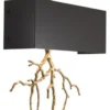 Casa Padrino Luxus Messing Wandleuchte mit Metall Lampenschirm Antik Messing / Schwarz 40,5 x 12,5 x H. 84 cm - Luxus Möbel