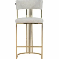 Casa Padrino Luxus Metall Barstuhl Gold / Grau H. 112 cm - Luxus Bar Möbel