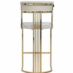 Casa Padrino Luxus Metall Barstuhl Gold / Grau H. 112 cm - Luxus Bar Möbel