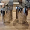 Casa Padrino Luxus Metall Beistelltisch Set Silber - Luxus Wohnzimmer Möbel
