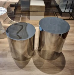 Casa Padrino Luxus Metall Beistelltisch Set Silber - Luxus Wohnzimmer Möbel