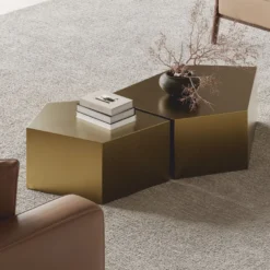 Casa Padrino Luxus Metall Couchtisch Set Messing - Hotel & Wohnzimmer Möbel