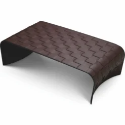 Casa Padrino Luxus Metall Couchtisch mit Kunstleder Dunkelbraun 120,5 cm - Wohnzimmer Möbel - Hotel Möbel - Luxus Möbel