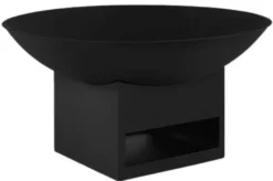 Casa Padrino Luxus Metall Feuerschale Schwarz Ø 88 cm - Garten Accessoires