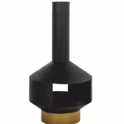 Casa Padrino Luxus Metall Gartenkamin Schwarz / Messing H. 105 cm - Garten Accessoires