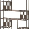 Casa Padrino Luxus Metall Regalschrank mit Glasregalen Braun / Bronze 118 cm