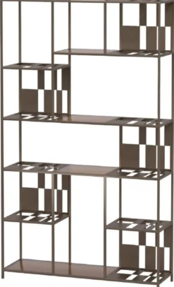 Casa Padrino Luxus Metall Regalschrank mit Glasregalen Braun / Bronze 118 cm