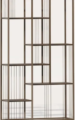 Casa Padrino Luxus Metall Regalschrank mit Holzregalen Braun 118 cm