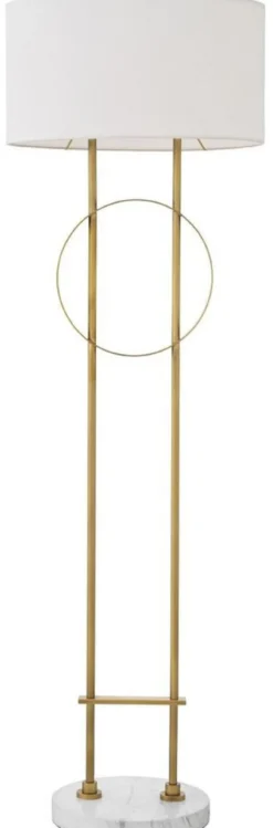 Casa Padrino Luxus Metall Stehleuchte mit Marmorsockel Antik Messingfarben / Weiß Ø 49 x H. 157 cm - Luxus Qualität