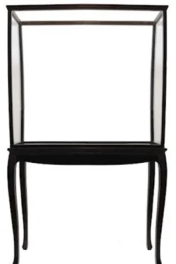 Casa Padrino Luxus Modellschiff Vitrine Schwarz 103 x 36 x H. 173 cm - Modelboot Glasvitrine - Segelschiff Vitrine - Holzschiff Vitrine - Modellbau Vitrine - Modellbau Deko Accessoires