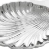 Casa Padrino Luxus Muschel Serviertablett Silber - Designer Tablett aus vernickeltem Messing - 34 x 28 x H. 5 cm