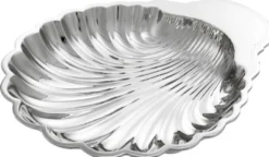 Casa Padrino Luxus Muschel Serviertablett Silber - Designer Tablett aus vernickeltem Messing - 34 x 28 x H. 5 cm