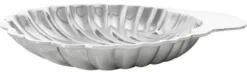 Casa Padrino Luxus Muschel Serviertablett Silber - Designer Tablett aus vernickeltem Messing - 34 x 28 x H. 5 cm