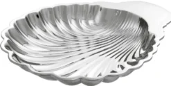 Casa Padrino Luxus Muschel Serviertablett Silber - Designer Tablett aus vernickeltem Messing - 34 x 28 x H. 5 cm