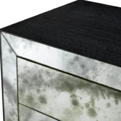 Casa Padrino Luxus Nachtkommode mit antikem Spiegelglas Schwarzgrau - Luxus Möbel