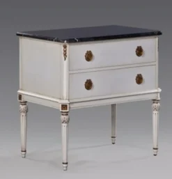 Casa Padrino Luxus Nacht Kommode im Louis XIV Stil, Antik Weiß / Gold, 67 x 44 x H 68 cm