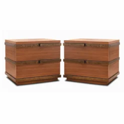 Casa Padrino Luxus Nachtkommoden Set Braun / Bronze - Hotel & Schlafzimmer Möbel