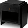 Casa Padrino Luxus Nachttischkommode Anthrazitgrau / Messingfarben 58 x 42,5 x H.57 cm - Schlafzimmer Beistelltisch mit Schubladen - Luxus Schlafzimmer Möbel