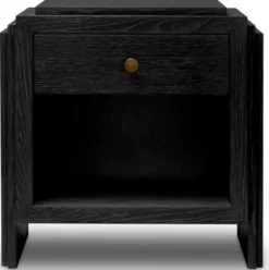 Casa Padrino Luxus Nachttischkommode Anthrazitgrau / Messingfarben 58 x 42,5 x H.57 cm - Schlafzimmer Beistelltisch mit Schubladen - Luxus Schlafzimmer Möbel