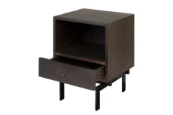 Casa Padrino Luxus Nachttisch Braun / Schwarz 45 x 40 x H. 60 cm - Nachttisch mit Eichenfurnier im warmen Braunton und schwarzem Stahlgestell - Luxus Möbel