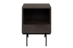 Casa Padrino Luxus Nachttisch Braun / Schwarz 45 x 40 x H. 60 cm - Nachttisch mit Eichenfurnier im warmen Braunton und schwarzem Stahlgestell - Luxus Möbel