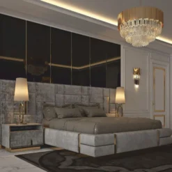 Casa Padrino Luxus Nachttisch Grau / Gold - Luxus Hotel & Schlafzimmer Möbel