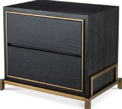 Casa Padrino Luxus Nachttisch Anthrazitgrau / Messingfarben 75 x 52 x H. 62 cm - Schlafzimmer Beistelltisch mit 2 Schubladen - Luxus Schlafzimmer Möbel