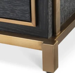 Casa Padrino Luxus Nachttisch Anthrazitgrau / Messingfarben 75 x 52 x H. 62 cm - Schlafzimmer Beistelltisch mit 2 Schubladen - Luxus Schlafzimmer Möbel