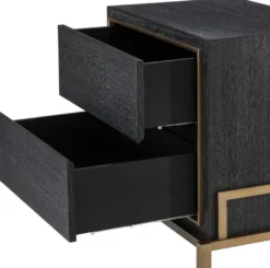 Casa Padrino Luxus Nachttisch Anthrazitgrau / Messingfarben 75 x 52 x H. 62 cm - Schlafzimmer Beistelltisch mit 2 Schubladen - Luxus Schlafzimmer Möbel