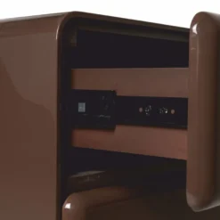 Casa Padrino Luxus Nachttisch mit 3 Schubladen Hochglanz Braun - Schlafzimmer Möbel